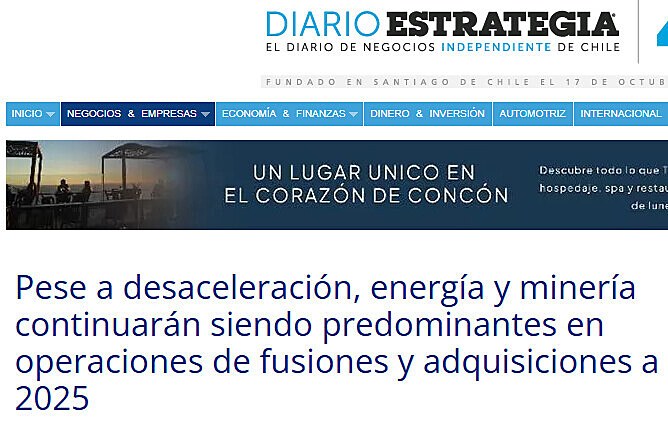 ​Pese a desaceleracin, energa y minera continuarn siendo predominantes en operaciones de fusiones y adquisiciones a 2025